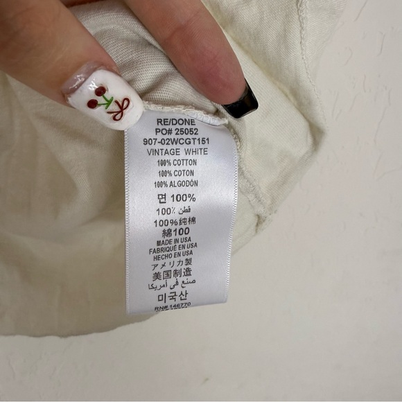 Re/Done Classic Nope Tee Shirt Vintage White Cotton - Picture 6 of 8